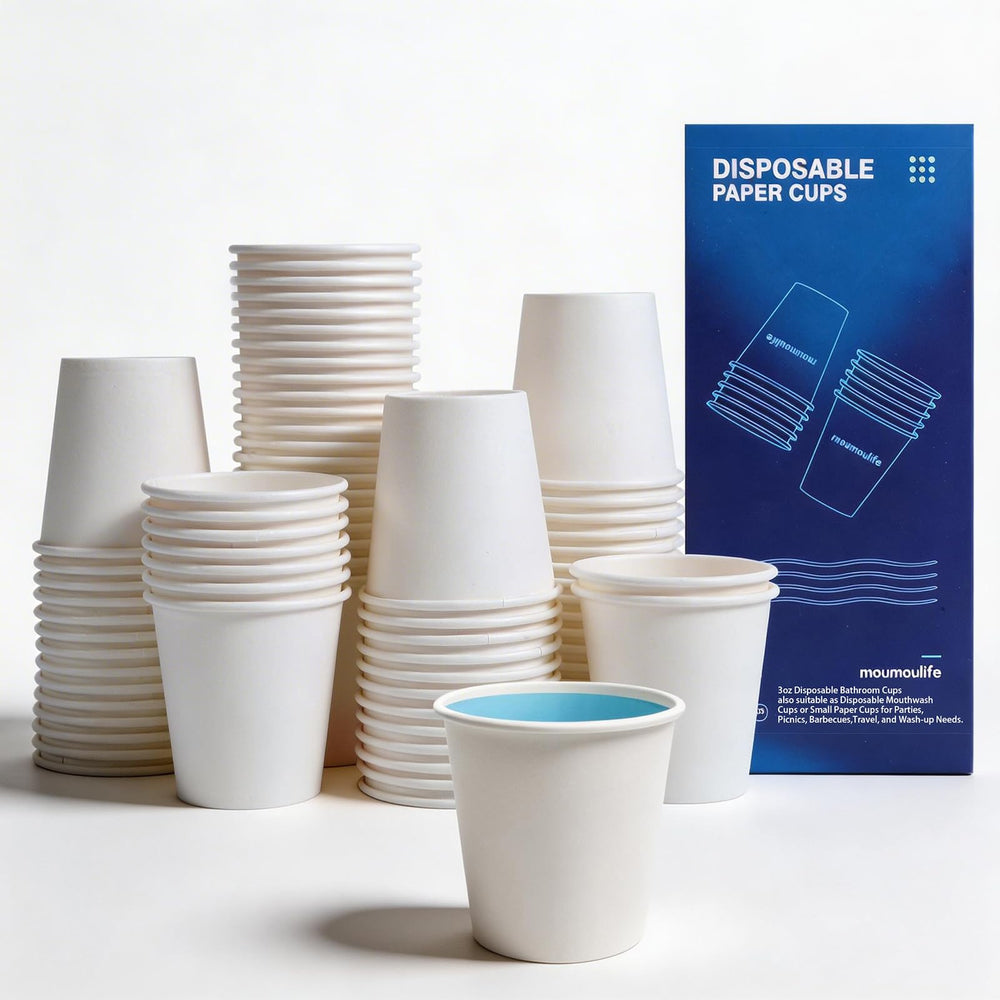 MOUMOULIFE 12 oz Disposable Paper Coffee Cups, 100 Count – Leak-Resistant White Cups for Hot & Cold Drinks, Ideal for Office, Party, Travel, To Go & Daily Use