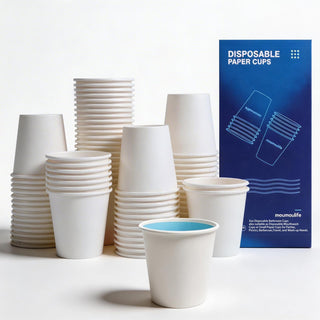 MOUMOULIFE 12 oz Disposable Paper Coffee Cups, 100 Count – Leak-Resistant White Cups for Hot & Cold Drinks, Ideal for Office, Party, Travel, To Go & Daily Use