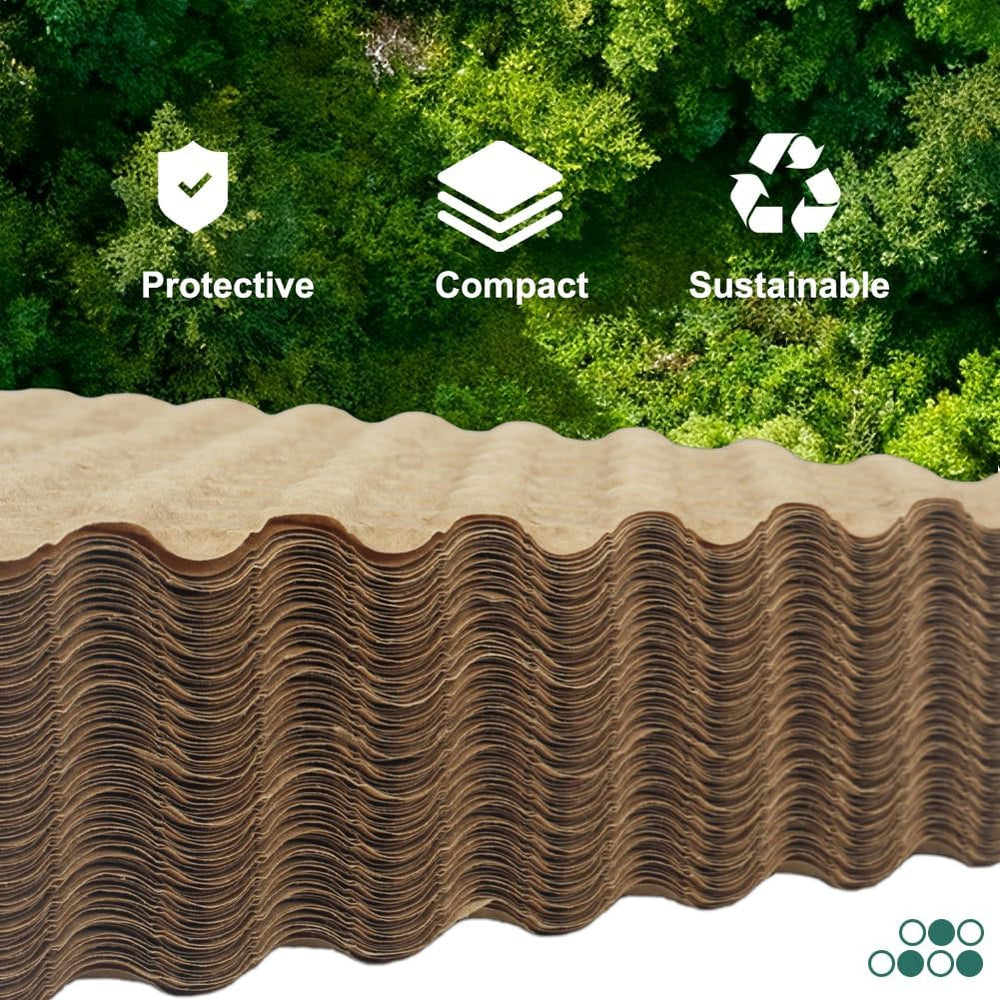 Paper Bubble Wrap Sheets for Packing 15" x 12” x 50 FT Bubble Wrap for Moving,Packing,Shipping, Recyclable Packing Paper for Glass,Dishes, Biodegradable Cushioning Wrap with 24 Fragile Stickers