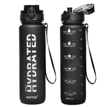 Water Bottle, 16.9 OZ Sports Water Bottles with Time Marker Wide Mouth, Motivational and Leakproof Drink Bottle, BPA Free Tritan with Carry Strap for Gym Fitness Outdoor(1 Bottle)