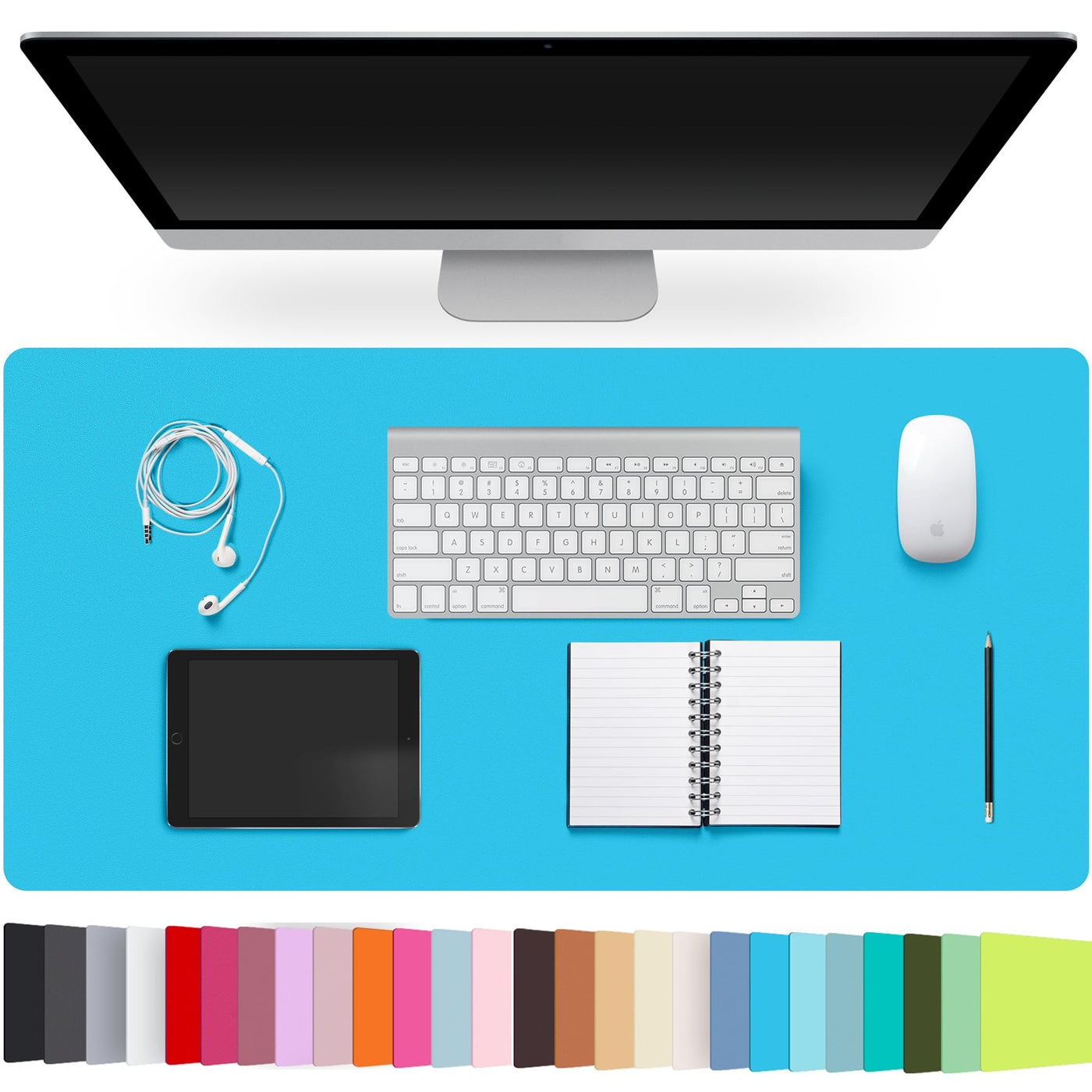 Leather Desk Pad Protector,Non-Slip Desk Pad,on-Slip PU Leather Large Mouse Pad,Easy Clean Desk Protecor Mat,Writing Pad for Office Work/Home/Decor(Black, 23.6" x 13.7")