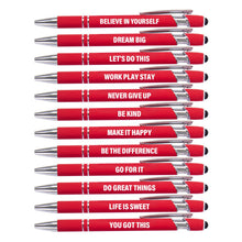 Actsun Funny Pens - 12 Pack Fine Point Smooth Writing Pens with Inspirational Tips, Black Ink, Touch Stylus Screens, Motivational Gift for Office & Desk Accessories