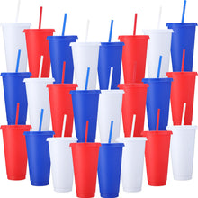 Honeydak 15 Pack Tumbler with Straw and Lid Bulk Cups for Gifts Water Bottle Iced Coffee Travel Mug Cup Reusable Plastic Tumblers for Party Birthdays 24-27 oz (Solid Color)