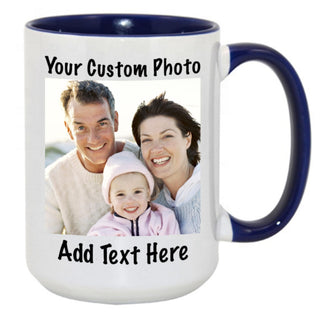 Customized 15oz Ceramic Coffee Mugs with Personalized Text and Photo Image Upload Novelty Gift, Personalize With Different Design And Images, Custom Gift (Black)