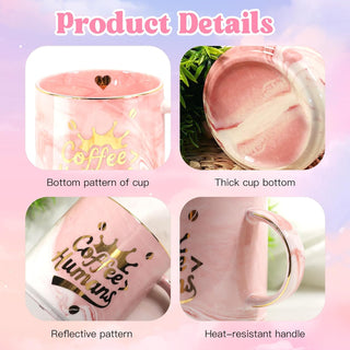 "Coffee＞Human" Ceramic coffee Mug - Funny Novelty Gift for Moms, Friends, Teachers & Coworkers - 13oz Adorable Pink Cup for Birthdays, Holidays & Daily Use - Cute for Women, Teens & Coffee Lovers