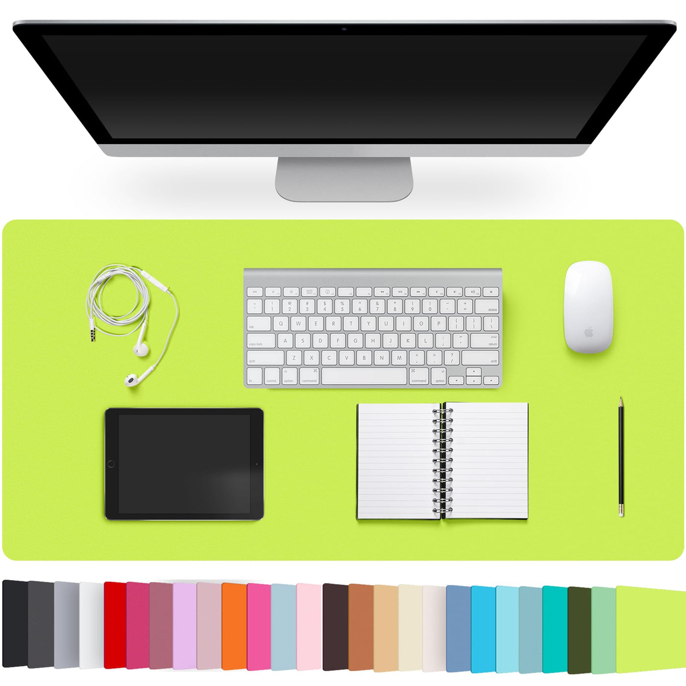 Leather Desk Pad Protector,Non-Slip Desk Pad,on-Slip PU Leather Large Mouse Pad,Easy Clean Desk Protecor Mat,Writing Pad for Office Work/Home/Decor(Black, 23.6" x 13.7")