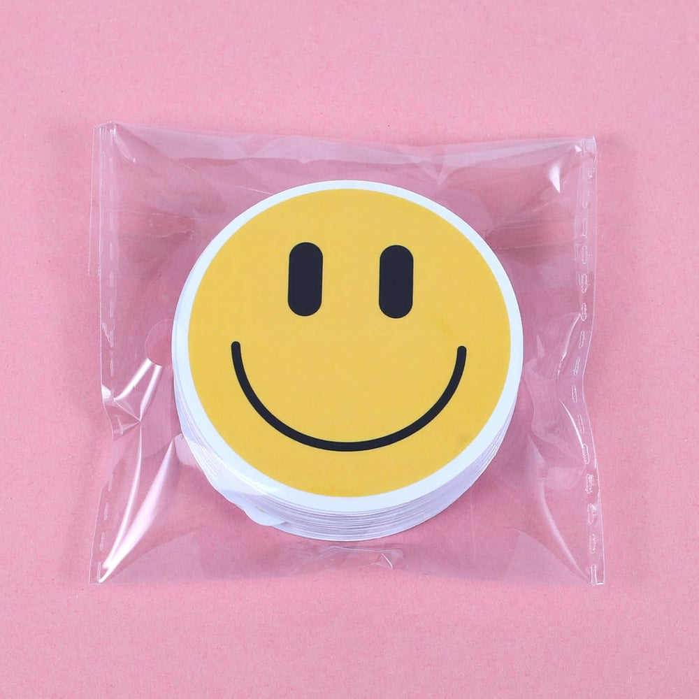 50PCS Smiling Stickers, Cute Water Bottle Stickers for Kids, for Teaching Rewards, Notebooks, Stationery, Luggage, Cartoon PVC Happy Stickers