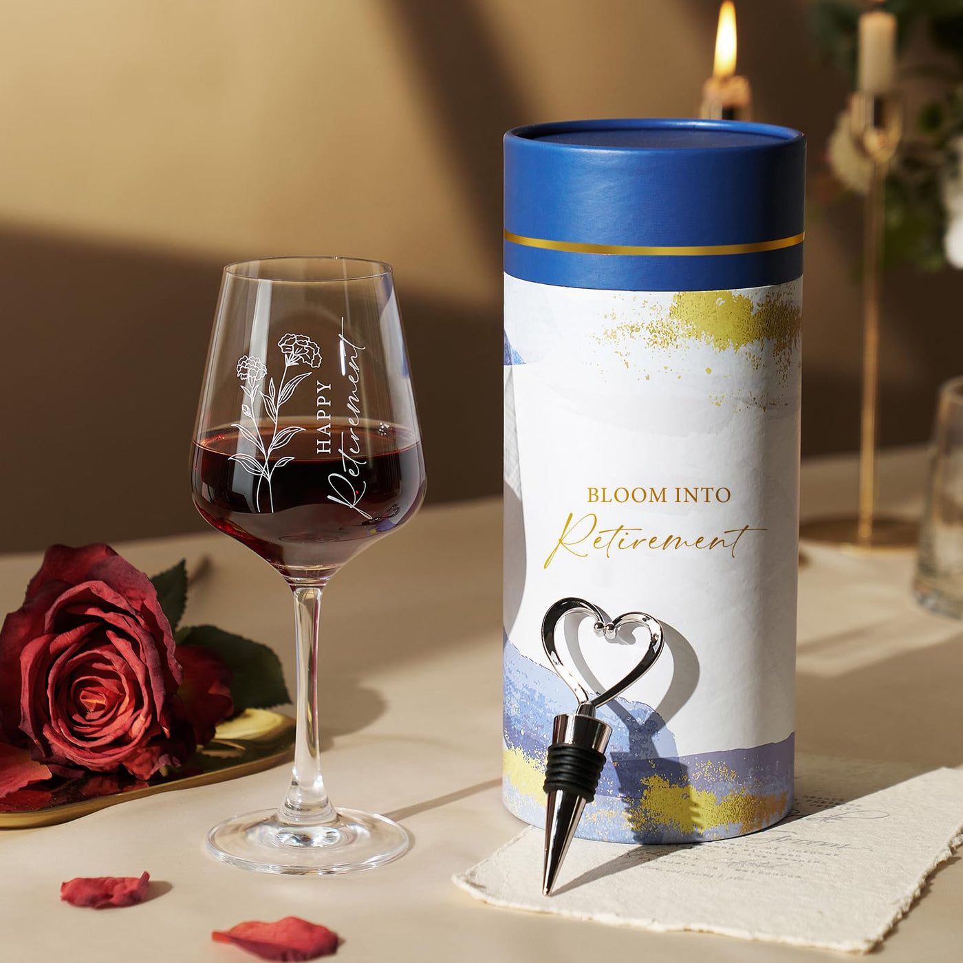 Wine Lovers Gifts for Women, Birthday Gifts for Mom Sister Friend Coworker Girlfriend Inspirational Gift Set, Wine Gift Box Set with Tumblers, Ice Cubes