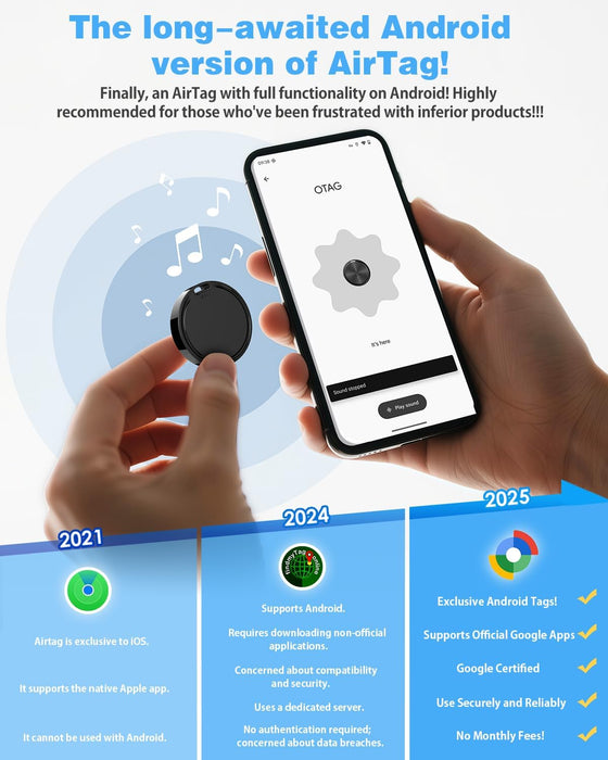 Air Tags for Android,Air Tags-4 Pack Android,Android Tracker Tags,2 Year Battery Life,Google Find Trackers for Google'S Find Hub App,IP65 Waterproof Luggage Tracker Android for Keys,Wallets,Suitcases - hover image