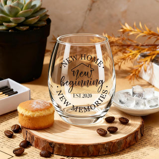 Housewarming Stemless Wine Glass & Bag & Candle Gift Set for New Homeowner, Unique Est.2026 New Home Closing gift -15oz wine glasses gift set for Home Buyers, Newlywed Couple, Clients, Friends-75