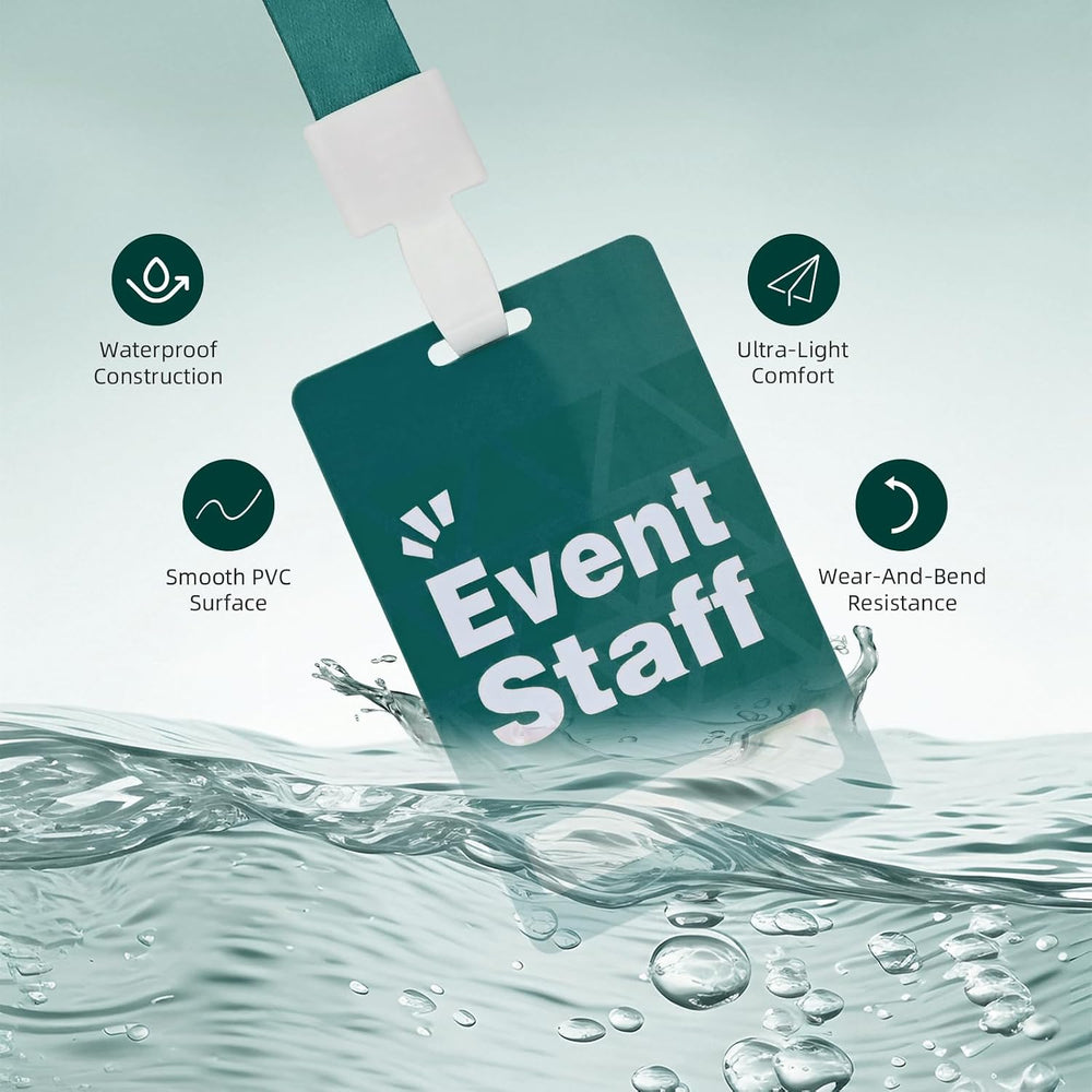 Event Staff Lanyards 25pcs - Reusable & Flexible PVC ID Badges for Office, School, Events,Durable Anti-Bend Plastic Cards for Exhibition Guests by OSTENBIG (Green)