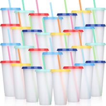 Honeydak 15 Pack Tumbler with Straw and Lid Bulk Cups for Gifts Water Bottle Iced Coffee Travel Mug Cup Reusable Plastic Tumblers for Party Birthdays 24-27 oz (Solid Color)