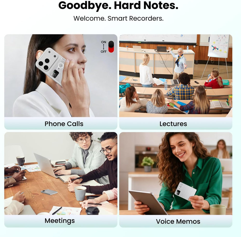 AI Voice Recorder, Note Taking Device, Transcribe & Summarize, Voice Recorder With Display, App Control, Supports 132+ Languages, 100H, 64GB, Magnetic Audio Recorder for Lectures Meetings Calls,Silver