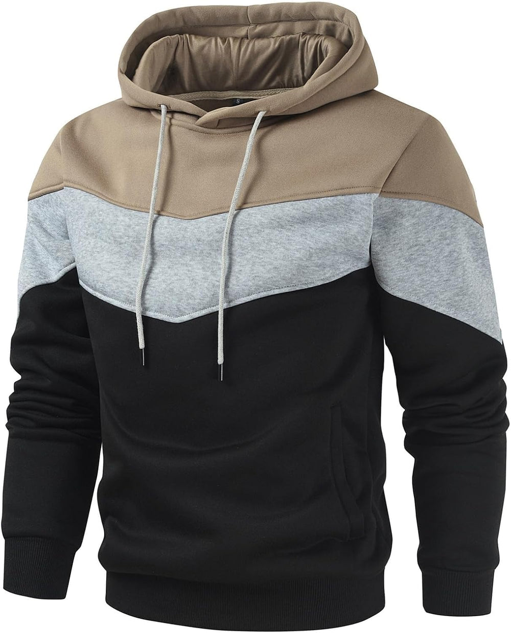 Gesean Men's Novelty Color Block Pullover Fleece Hoodie Long Sleeve Casual Sweatshirt with Pocket