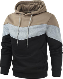 Gesean Men's Novelty Color Block Pullover Fleece Hoodie Long Sleeve Casual Sweatshirt with Pocket