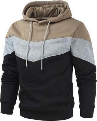 Gesean Men's Novelty Color Block Pullover Fleece Hoodie Long Sleeve Casual Sweatshirt with Pocket