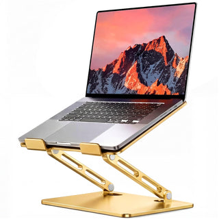 LOXP Adjustable Laptop Stand for Desk, Metal Foldable Laptop Riser Holder, Portable Ventilated Cooling Desk Book Shelf, Ergonomic Computer Notebook Stand Compatible with 10-15.6" Laptops