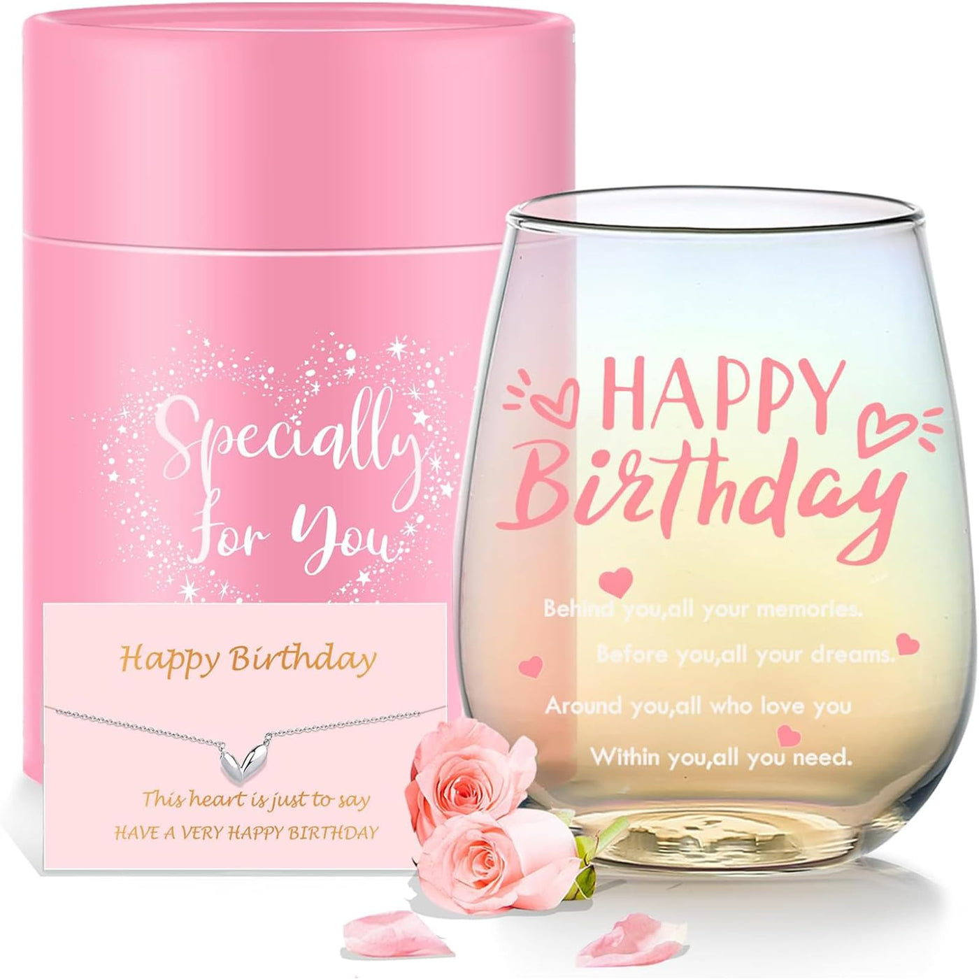 Yalucky Coworker Leaving Gifts for Women Wine Glasses Retirement Gifts Thank You Goodby Gift for Colleagues Friend Birthday Teacher Christmas Presents for Colleagues Women Pink Ladies Gift