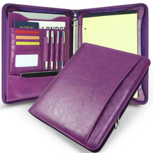 Embossed Faux Leather Zippered Padfolio with 3 Ring Binder, Executive Portfolio Organizer Binder for Women, Fits 13.9" Laptop/Tablet, Refillable Writing Pad Pocket, Green