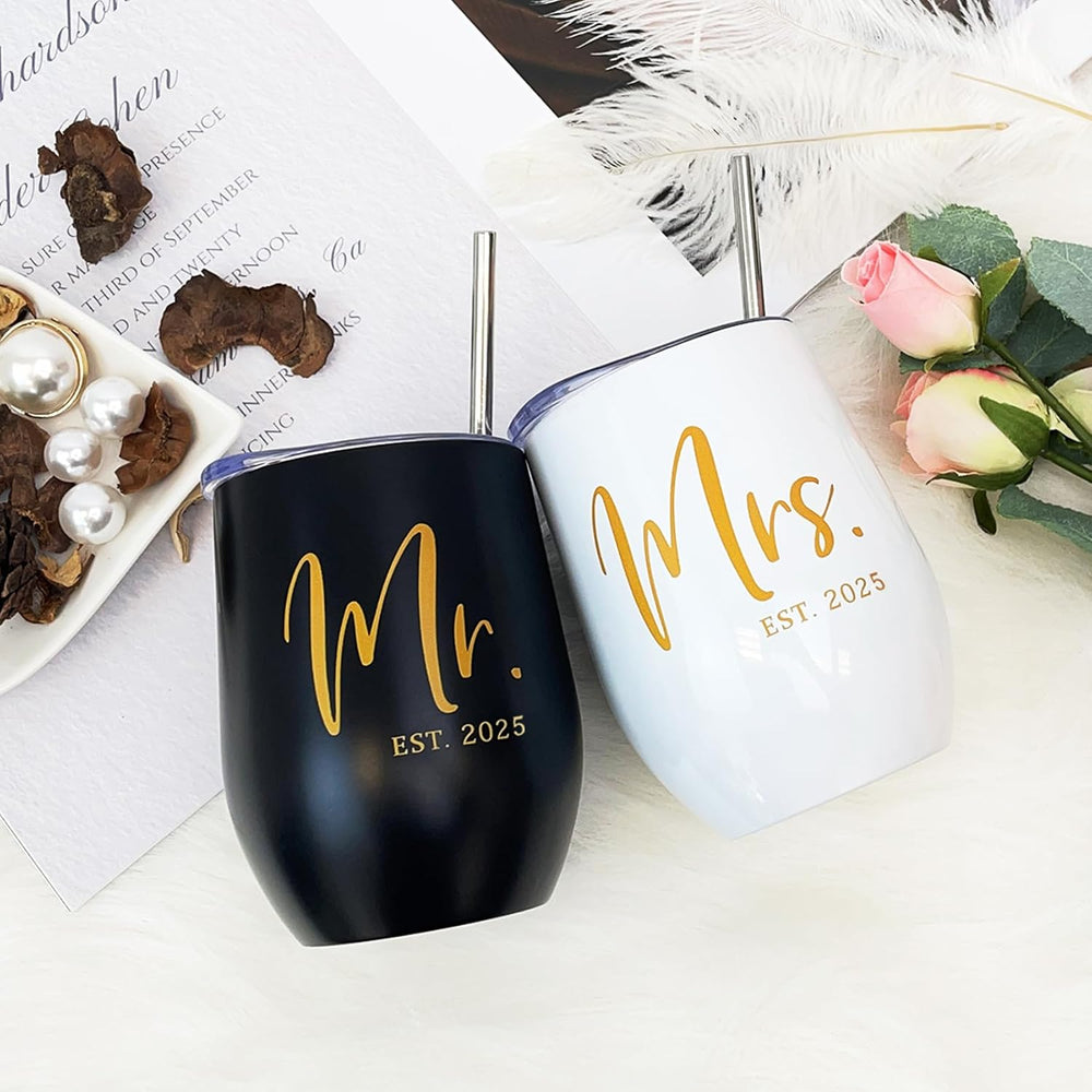 ELEGANTPARK Mr and Mrs Gifts Wedding Gifts for Women Mr&Mrs Wine Tumbler Mrs. 2025 Bag Set Newlyweds Engagement Present for Bride and Groom