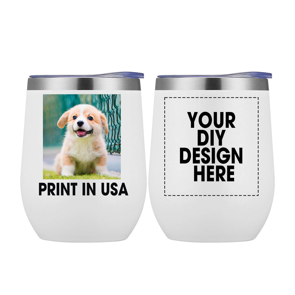 Personalized Wine Tumbler Glasses Print in USA Stainless Steel Travel Customized Coffee Cup with Lid & Straw Double Wall Insulated Mug with Colorful Text Logo Photo
