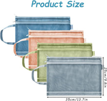 4 Pack Mesh Zipper Pouch with Handles, Nylon Document Bag Double Layer Transparent, Home Office Supplies Document Pouch Storage Bag (A4)