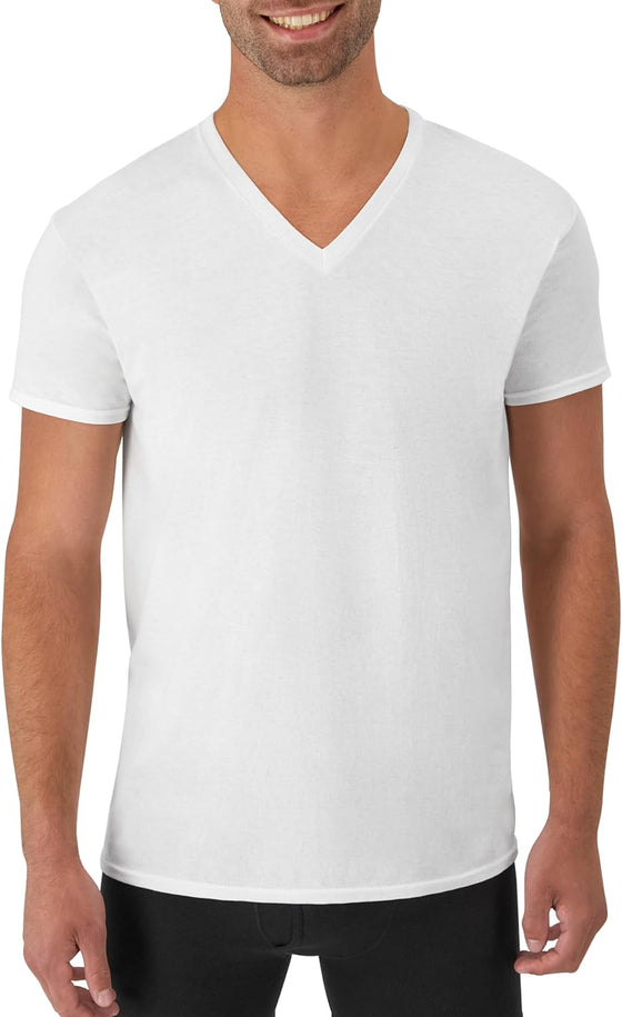Hanes Men's Undershirts T-Shirt Pack, V-Neck Cotton Tees for Men, Moisture-Wicking, Odor Control, White Multi-Pack - hover image