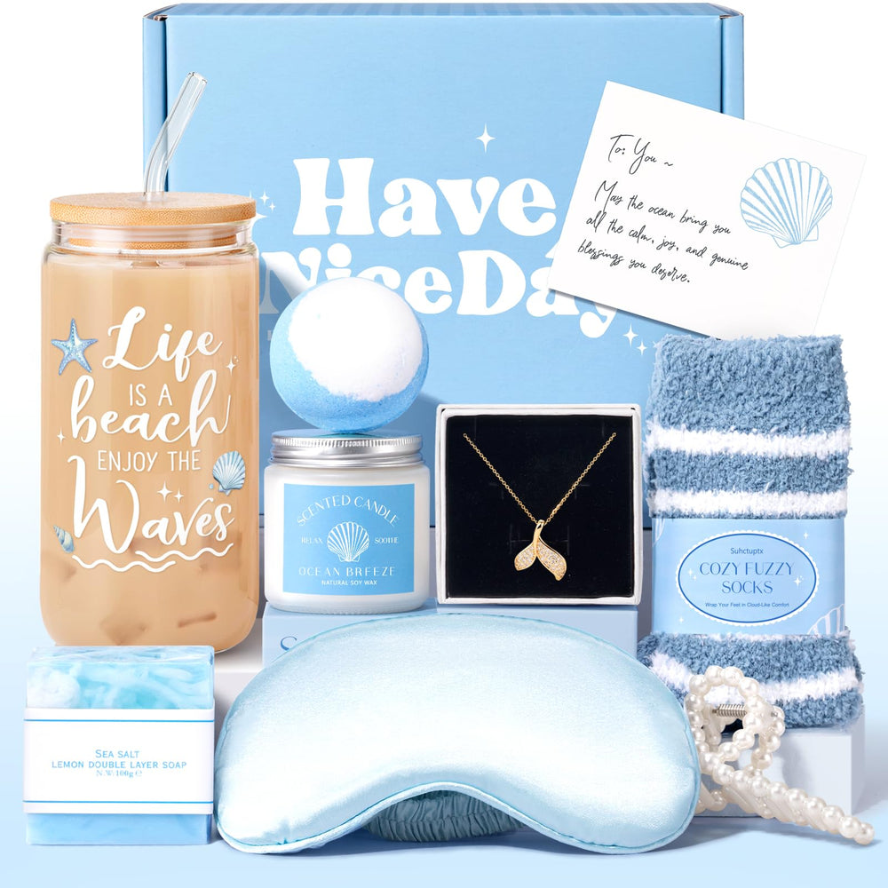 Gift Baskets for Women, 9pcs Unique Happy Birthday Gifts for Women, Thank You Basket Christmas Ideas Box w/Coffee Mug Her Mom Friend Teacher Coworker, Best Employee Appreciation Gifts