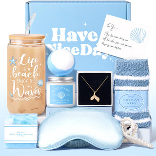 Gift Baskets for Women, 9pcs Unique Happy Birthday Gifts for Women, Thank You Basket Christmas Ideas Box w/Coffee Mug Her Mom Friend Teacher Coworker, Best Employee Appreciation Gifts