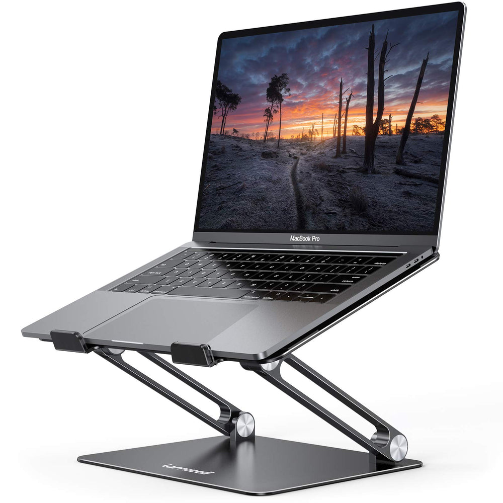Lamicall Adjustable Laptop Stand, Portable Laptop Riser, Aluminum Laptop Stand for Desk Foldable, Ergonomic Computer Notebook Holder for MacBook Air Pro HP, Office Desk Accessories (10-17.3'')- Silver