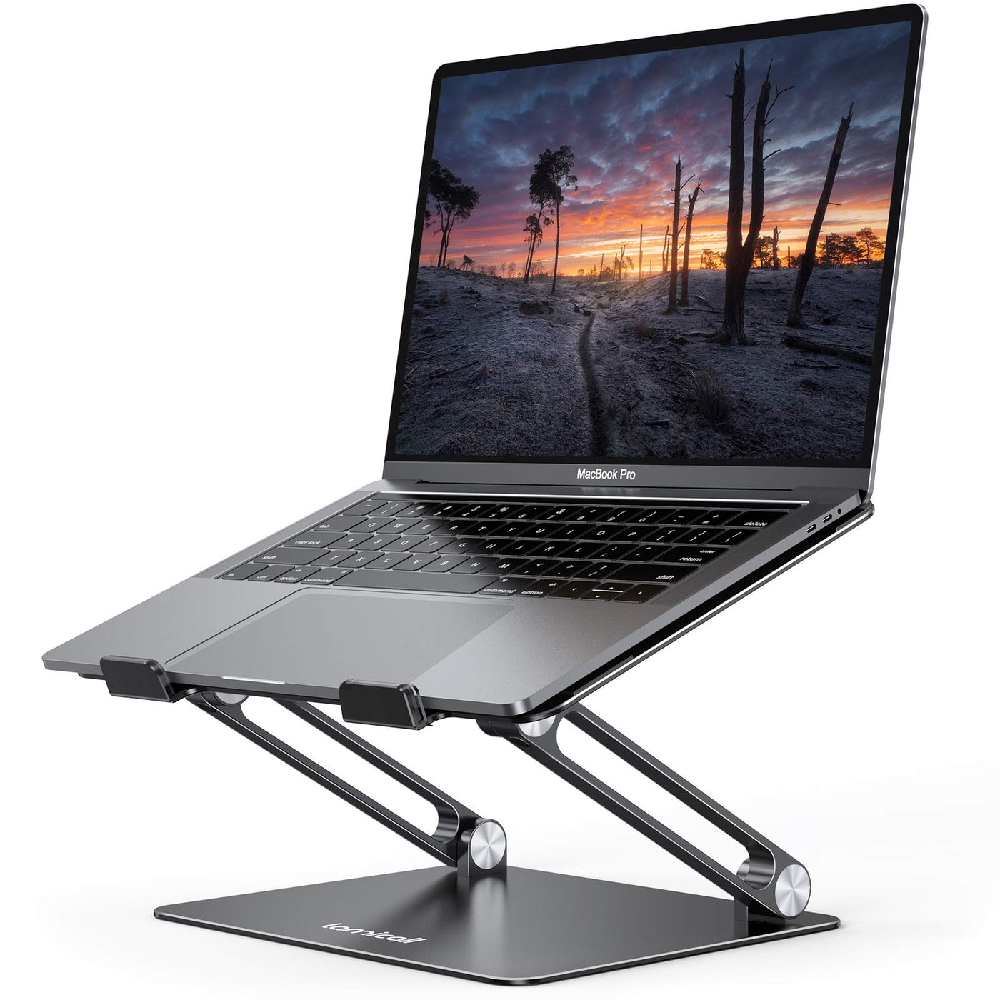 Lamicall Adjustable Laptop Stand, Portable Laptop Riser, Aluminum Laptop Stand for Desk Foldable, Ergonomic Computer Notebook Holder for MacBook Air Pro HP, Office Desk Accessories (10-17.3'')- Silver
