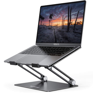 Lamicall Adjustable Laptop Stand, Portable Laptop Riser, Aluminum Laptop Stand for Desk Foldable, Ergonomic Computer Notebook Holder for MacBook Air Pro HP, Office Desk Accessories (10-17.3'')- Silver