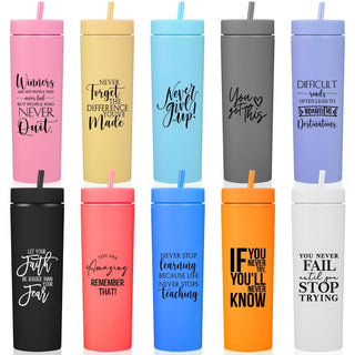 Tioncy 10 Pcs Employee Appreciation Gift Bulk Thank You Skinny Tumbler 16oz Matte Inspirational Water Cup with Lid Straw for CNA Nurse Graduation Team Coworker Teacher Volunteer(Neutral)