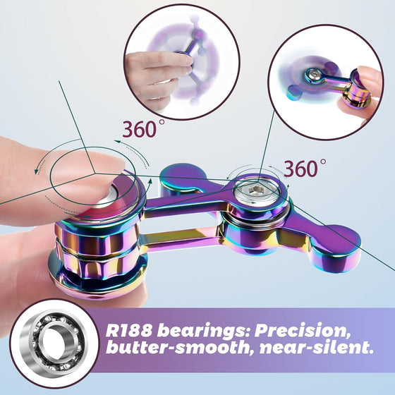 Fidget Spinner for Adults, Metal Silent Figette Office Desk Toy Quiet Cool Gadgets Gifts for Teen Boys Kid Anxiety Stress Relief Calm Down Sensory Autism Autistic ADHD Airplane Travel Need Must Have - hover image