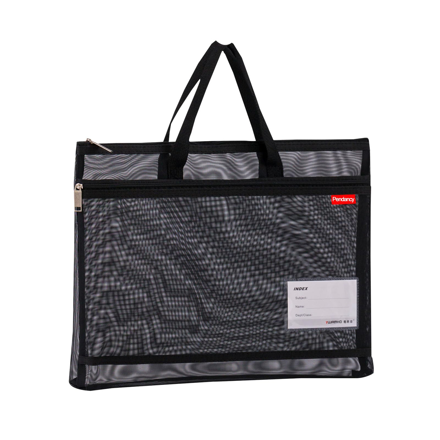 Pendancy Mesh Zipper Pouch A4 Size, Large Double Pocket Waterproof File Bag with Handle, 11x13.8 in Foldable Document Storage for Puzzle Project/Cross Stitch/Travel/Office（Advanced Green）