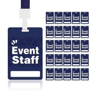Event Staff Lanyards 25pcs - Reusable & Flexible PVC ID Badges for Office, School, Events,Durable Anti-Bend Plastic Cards for Exhibition Guests by OSTENBIG (Green)