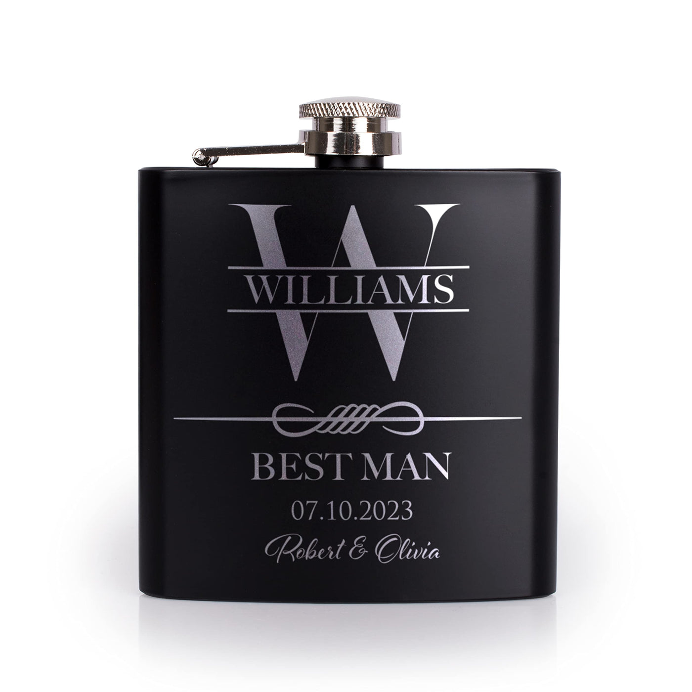 Set of 6, Groomsmen Gifts for Wedding | Personalized Groomsmen Flasks w/Optional Gift Box, Bachelor Party Team, 6 oz. Custom Engraved Hip Flasks for Best Man and Groomsman Proposal #3, Stainless Steel