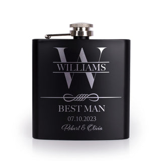 Set of 6, Groomsmen Gifts for Wedding | Personalized Groomsmen Flasks w/Optional Gift Box, Bachelor Party Team, 6 oz. Custom Engraved Hip Flasks for Best Man and Groomsman Proposal #3, Stainless Steel