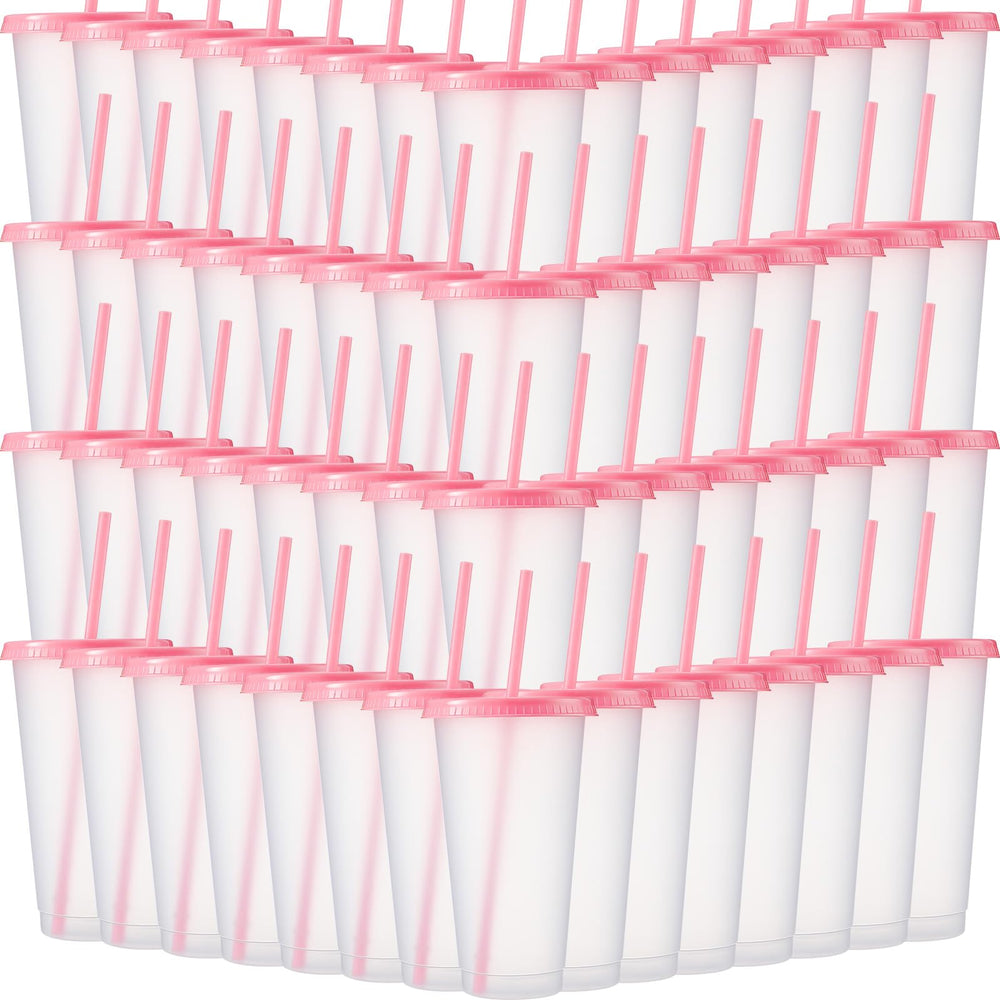 Honeydak 15 Pack Tumbler with Straw and Lid Bulk Cups for Gifts Water Bottle Iced Coffee Travel Mug Cup Reusable Plastic Tumblers for Party Birthdays 24-27 oz (Solid Color)