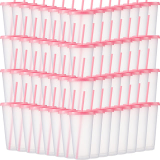 Honeydak 15 Pack Tumbler with Straw and Lid Bulk Cups for Gifts Water Bottle Iced Coffee Travel Mug Cup Reusable Plastic Tumblers for Party Birthdays 24-27 oz (Solid Color)