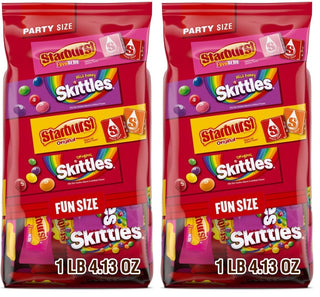 SKITTLES Original, Wild Berry & STARBURST Original and FaveReds Fun Size Chewy Candy Variety Pack, Party Size, 20.13 Oz Bulk Candy