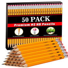 V-Opitos Wood-Cased #2 HB Pencils, 50 Pack Bulk Yellow Pencils with Erasers, Pre-Sharpened, School Classroom Teacher Supplies for Writing, Drawing and Sketching