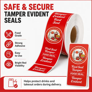 1000-Pack Tamper Proof Stickers, 1.5in x 6in Strong Adhesive Food Delivery Evident Stickers Sealed for Tamper Detection, Easily Use Labels Tapes for Boxes, Cups, Coffee, Envelopes, Documents