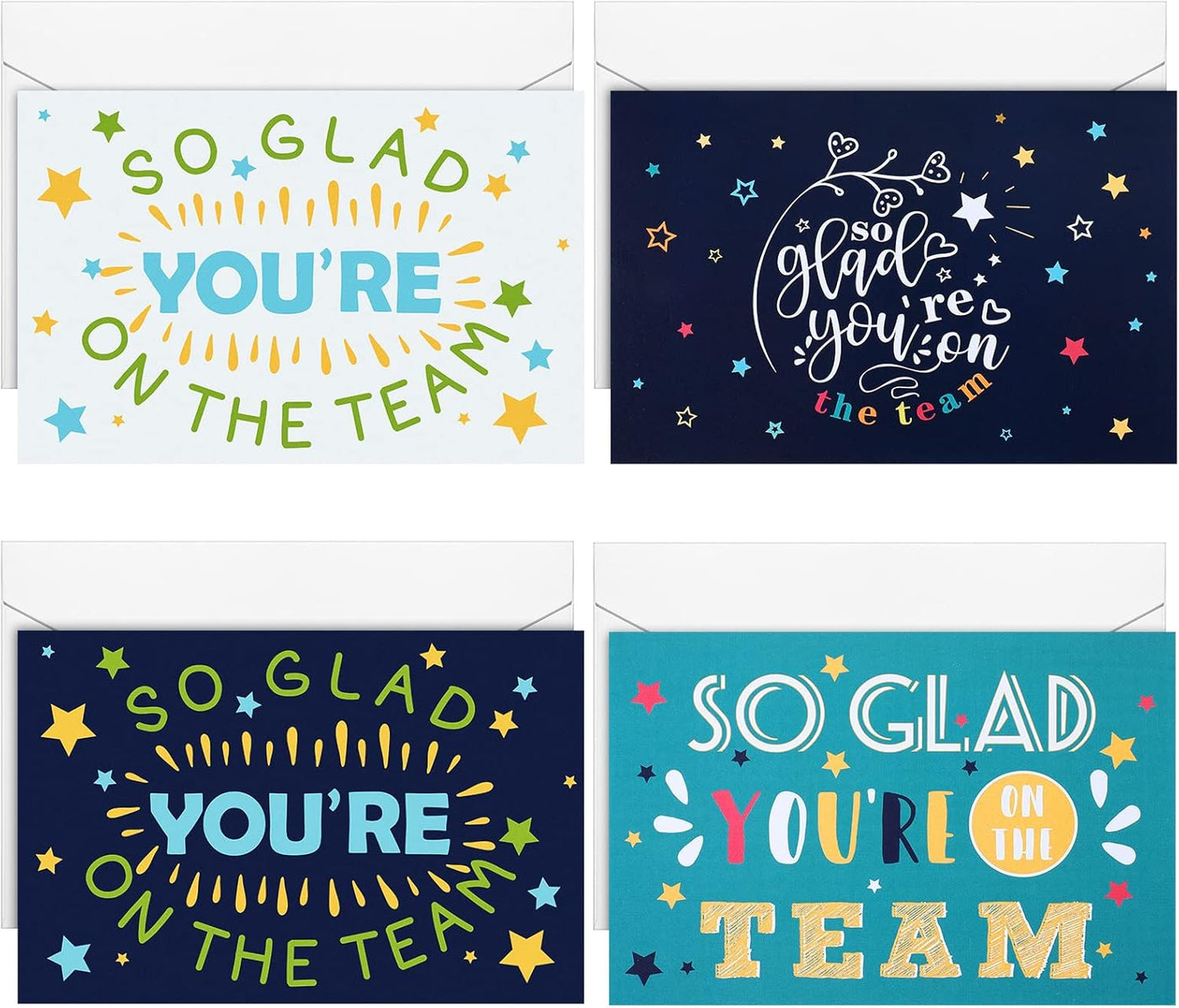 Pajean 24 Sets Employee Appreciation Cards with Envelopes 4 x 6 in Welcome to Teams Card So Glad You're on The Team New Staff Gifts for Office Business Greeting Cards Work Anniversary(Classic)