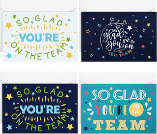 Pajean 24 Sets Employee Appreciation Cards with Envelopes 4 x 6 in Welcome to Teams Card So Glad You're on The Team New Staff Gifts for Office Business Greeting Cards Work Anniversary(Classic)