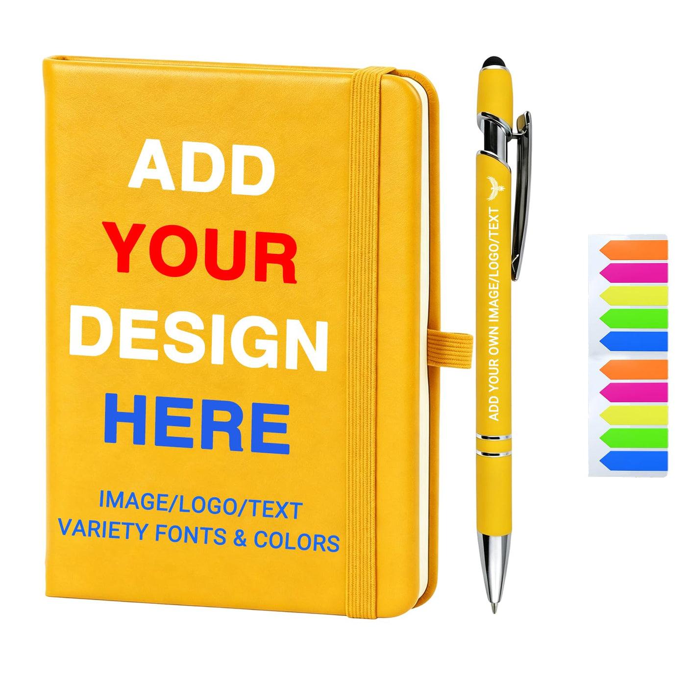 KMH Personalized Notebook and Pen Set, A5 200 Pages Lined Journal Bulk Custom Notebook with Photo Text LOGO for Work, School & Note Taking