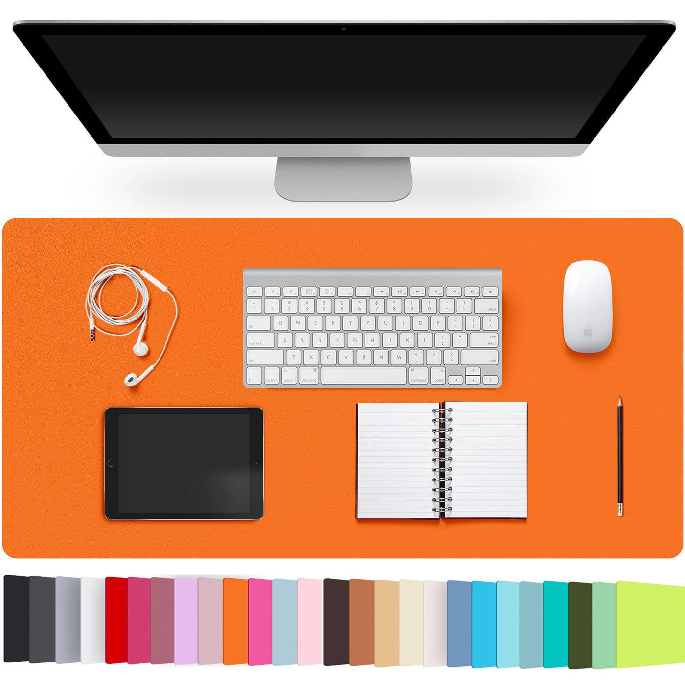 Leather Desk Pad Protector,Non-Slip Desk Pad,on-Slip PU Leather Large Mouse Pad,Easy Clean Desk Protecor Mat,Writing Pad for Office Work/Home/Decor(Black, 23.6" x 13.7")