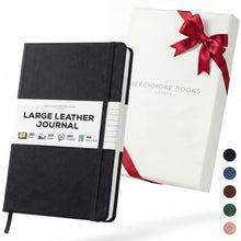 BEECHMORE BOOKS Premium Lined Leather Journal for Men & Women, 5" x 8" (A5) Thick 120gsm Ivory Cream Paper Notebook, Hardcover Vegan Leather Personal Diary, With Gift Box (Chestnut Brown)