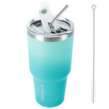 BJPKPK 30oz Stainless Steel Tumbler Color Block Insulated Tumblers Cup with Lid and Straw, Double Walled Travel Coffee Mug,Mint