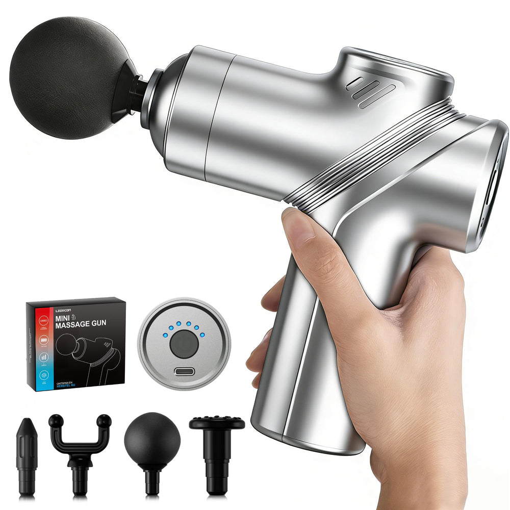 LEERCON Massage Gun Deep Tissue, Silent Motor and Portable Massage Gun with 4 Interchangeable Heads for Deep Muscle Relief and Relaxation, Relax Gift